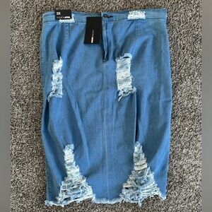 Fashion Nova Major Moves Denim Skirt - Light Blue Wash - Size 3x NWT
